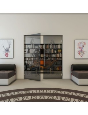 Pendeltür - Fineprint Model 117 Schwarz auf Grauglas