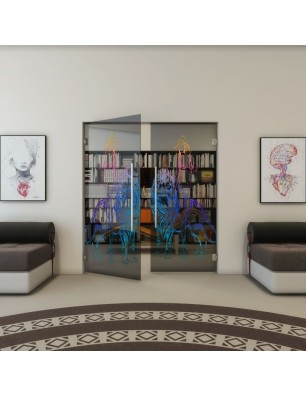 Pendeltür - Fineprint Model 117 Verlauf auf Grauglas