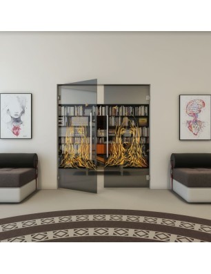 Pendeltür - Fineprint Model 119 Gold auf Grauglas