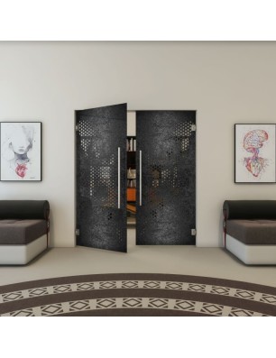 Pendeltür - Fineprint Model 120 Schwarz auf Grauglas