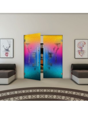 Pendeltür - Fineprint Model 120 Verlauf auf Grauglas