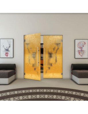 Pendeltür - Fineprint Model 120 Gold auf Grauglas