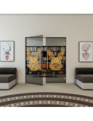 Pendeltür - Fineprint Model 121 Gold auf Grauglas