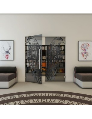 Pendeltür - Fineprint Model 122 Schwarz auf Grauglas