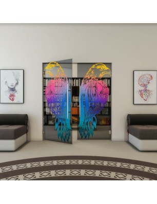 Pendeltür - Fineprint Model 122 Verlauf auf Grauglas