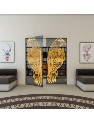 Pendeltür - Fineprint Model 122 Gold auf Grauglas