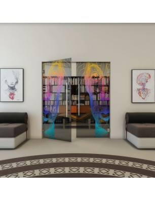 Pendeltür - Fineprint Model 123 Verlauf auf Grauglas