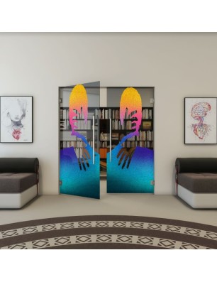 Pendeltür - Fineprint Model 124 Verlauf auf Grauglas