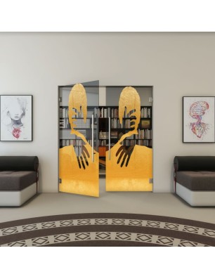 Pendeltür - Fineprint Model 124 Gold auf Grauglas