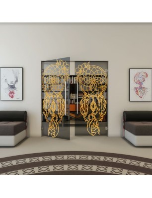 Pendeltür - Fineprint Model 125 Gold auf Grauglas