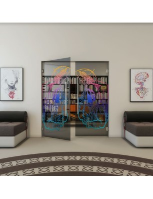 Pendeltür - Fineprint Model 126 Verlauf auf Grauglas