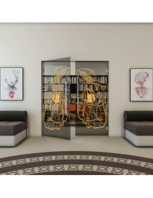 Pendeltür - Fineprint Model 126 Gold auf Grauglas