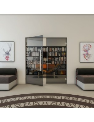 Pendeltür - Fineprint Model 128 Schwarz auf Grauglas