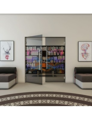 Pendeltür - Fineprint Model 128 Verlauf auf Grauglas