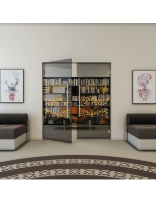 Pendeltür - Fineprint Model 128 Gold auf Grauglas