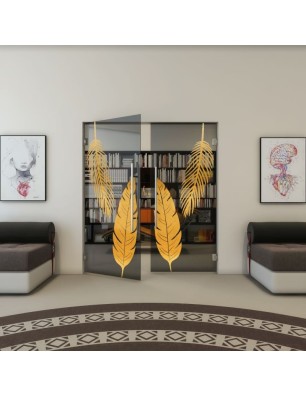 Pendeltür - Fineprint Model 129 Gold auf Grauglas