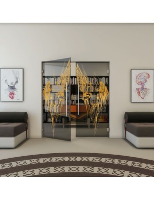 Pendeltür - Fineprint Model 131 Gold auf Grauglas