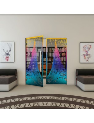 Pendeltür - Fineprint Model 132 Verlauf auf Grauglas