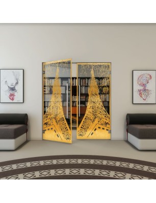 Pendeltür - Fineprint Model 132 Gold auf Grauglas