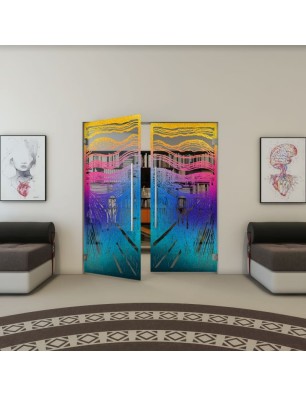 Pendeltür - Fineprint Model 133 Verlauf auf Grauglas