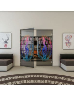 Pendeltür - Fineprint Model 134 Verlauf auf Grauglas