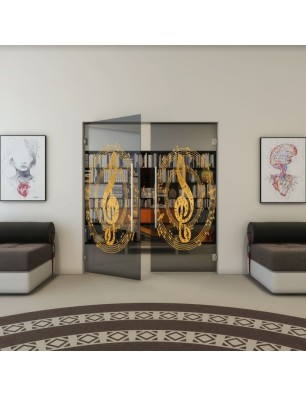 Pendeltür - Fineprint Model 134 Gold auf Grauglas