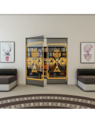 Pendeltür - Fineprint Model 135 Gold auf Grauglas