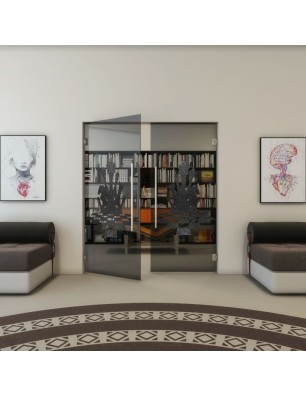 Pendeltür - Fineprint Model 136 Schwarz auf Grauglas