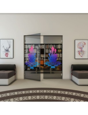 Pendeltür - Fineprint Model 136 Verlauf auf Grauglas