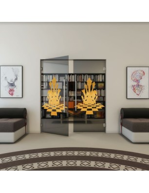 Pendeltür - Fineprint Model 136 Gold auf Grauglas