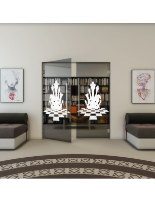 Pendeltür - Fineprint Model 136 Weiss auf Grauglas