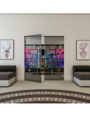 Pendeltür - Fineprint Model 137 Verlauf auf Grauglas