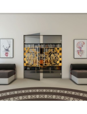 Pendeltür - Fineprint Model 137 Gold auf Grauglas