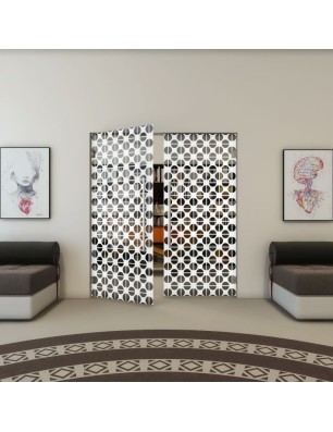 Pendeltür - Fineprint Model 142 Weiss auf Grauglas