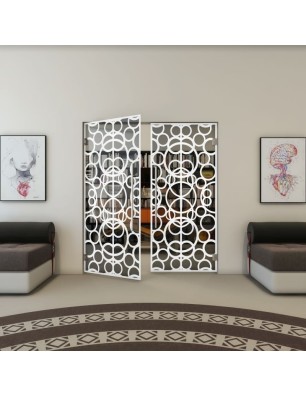 Pendeltür - Fineprint Model 144 Weiss auf Grauglas