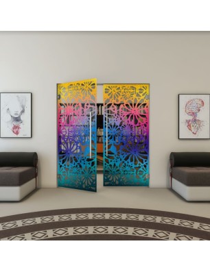 Pendeltür - Fineprint Model 145 Verlauf auf Grauglas