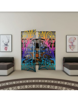 Pendeltür - Fineprint Model 146 Verlauf auf Grauglas