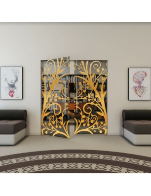 Pendeltür - Fineprint Model 146 Gold auf Grauglas