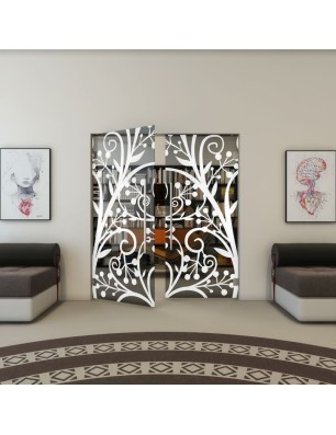 Pendeltür - Fineprint Model 146 Weiss auf Grauglas