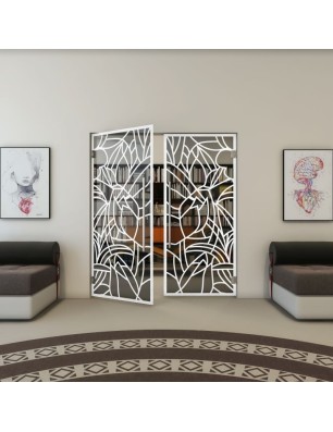 Pendeltür - Fineprint Model 148 Weiss auf Grauglas