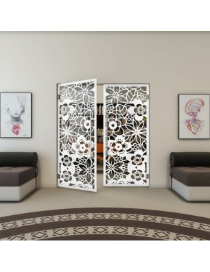 Pendeltür - Fineprint Model 149 Weiss auf Grauglas