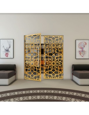 Pendeltür - Fineprint Model 150 Gold auf Grauglas