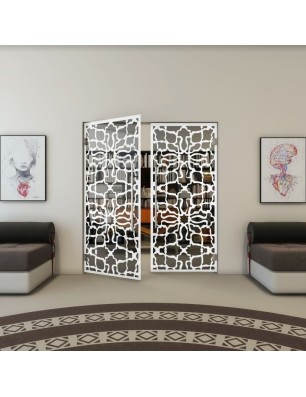 Pendeltür - Fineprint Model 150 Weiss auf Grauglas