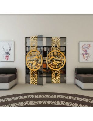 Pendeltür - Fineprint Model 151 Gold auf Grauglas