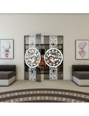 Pendeltür - Fineprint Model 151 Weiss auf Grauglas