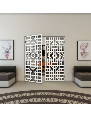 Pendeltür - Fineprint Model 152 Weiss auf Grauglas