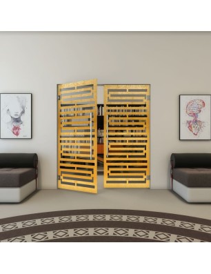 Pendeltür - Fineprint Model 153 Gold auf Grauglas