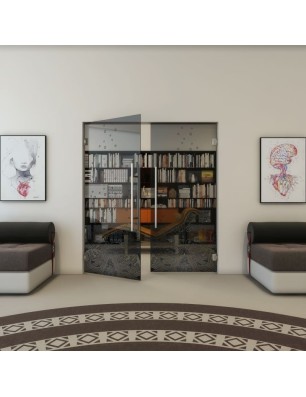 Pendeltür - Fineprint Model 155 Schwarz auf Grauglas