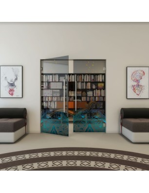 Pendeltür - Fineprint Model 155 Verlauf auf Grauglas