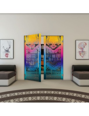 Pendeltür - Fineprint Model 156 Verlauf auf Grauglas